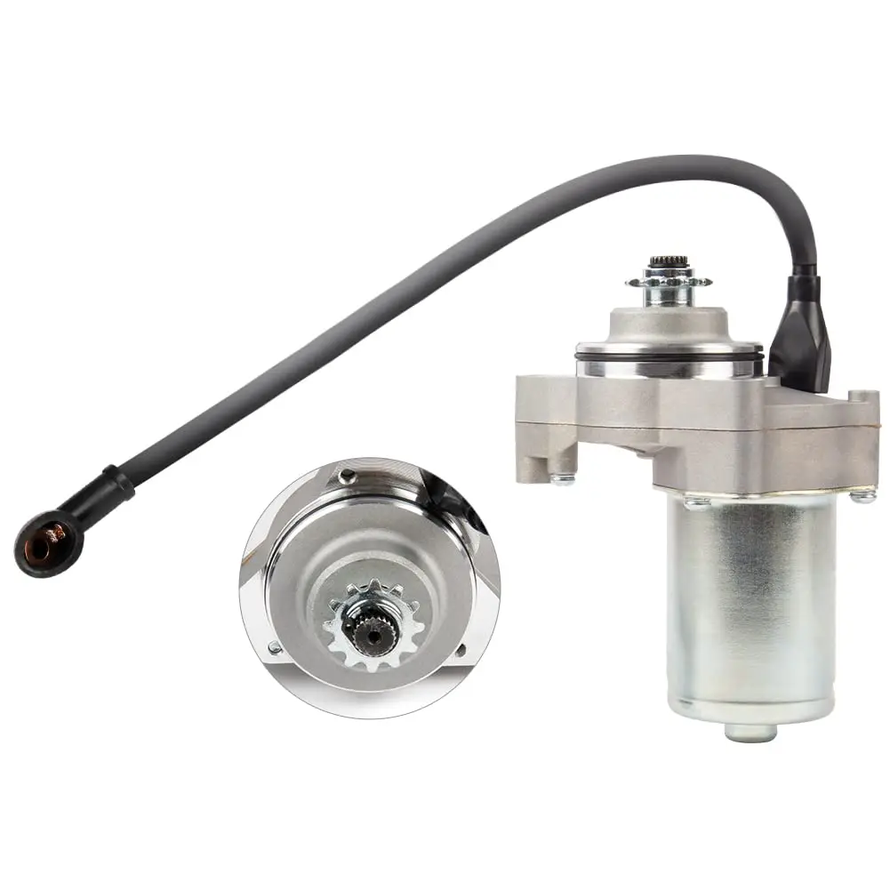 3 Bolt Starter Motor Set with 14" Line Electric Starter Motor for 50cc/70cc/90cc/110cc/125cc 4-Stroke Engines ATV Electric