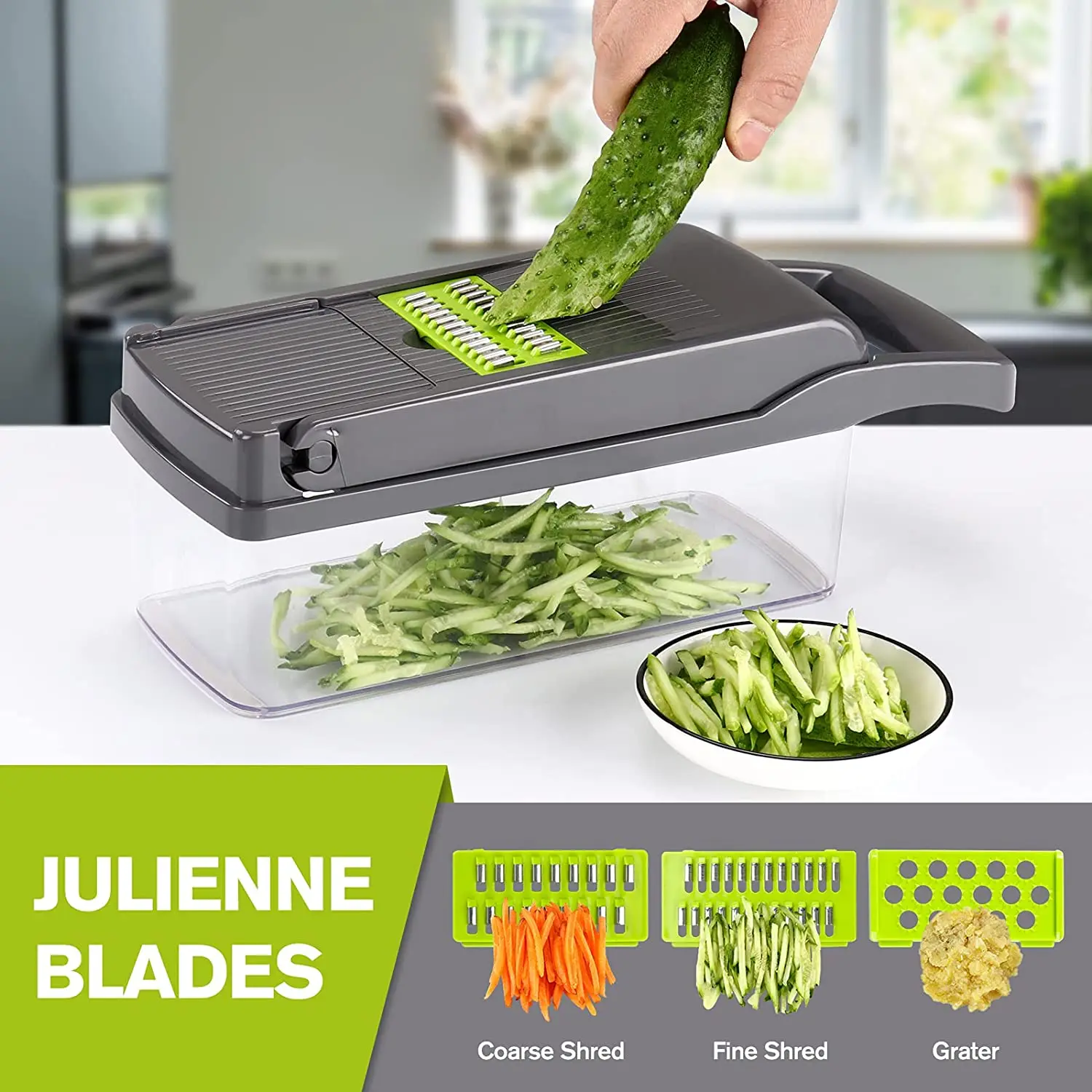 Vegetable Chopper Mandoline Slicer Cutter Chopper 12 In Interchangeable  Blades With Colander Basket And Container Fruit  Vegetable Tools  AliExpress