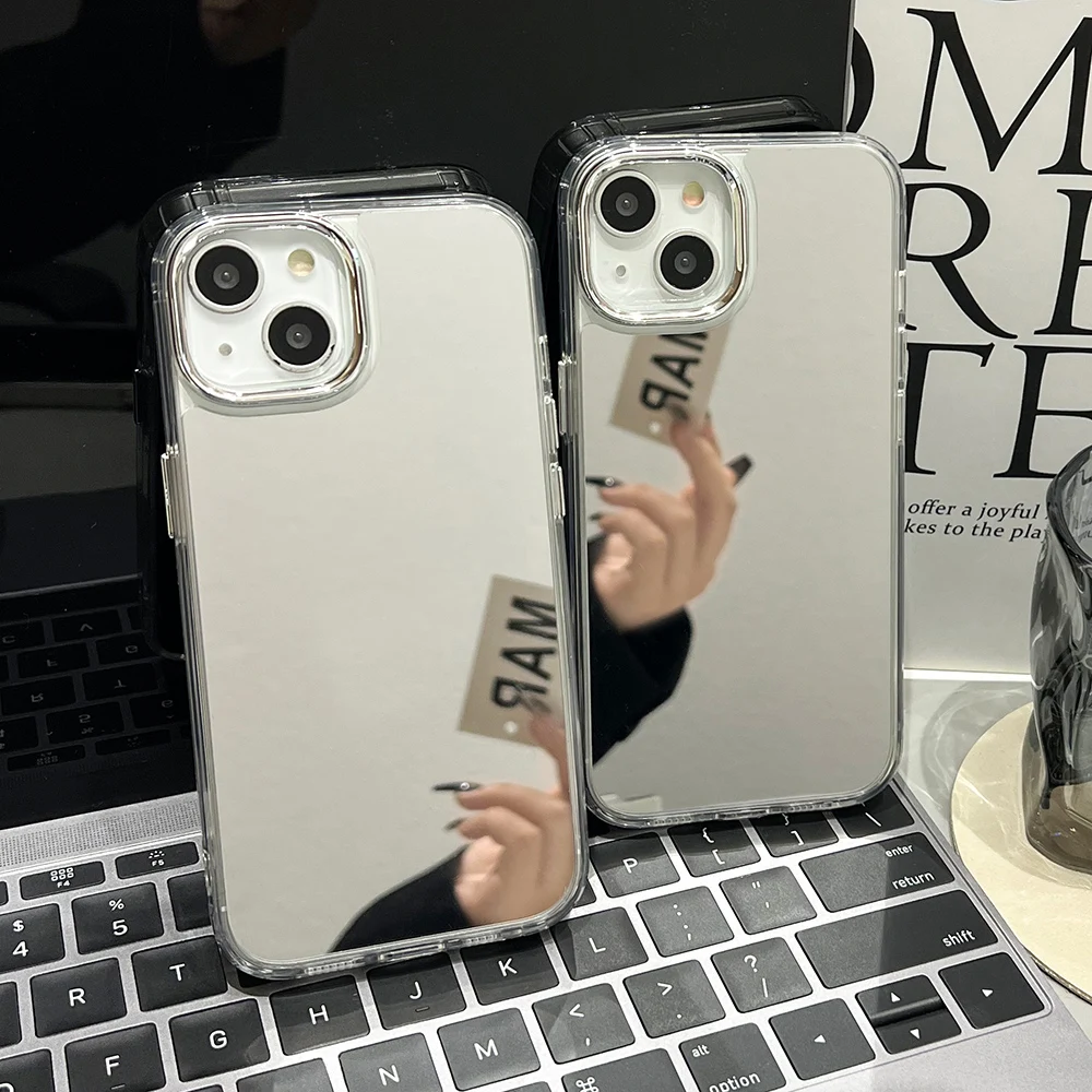 Luxury Acrylic Makeup Mirror Phone Case with Plating Shockproof Cover