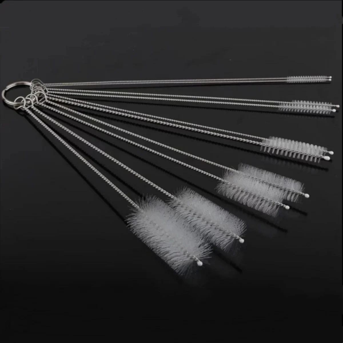 10 adet yeniden kullanılabilir şişe temizleme fırçası seti dar boyunlu kaplar için çok fonksiyonlu saman fırçası