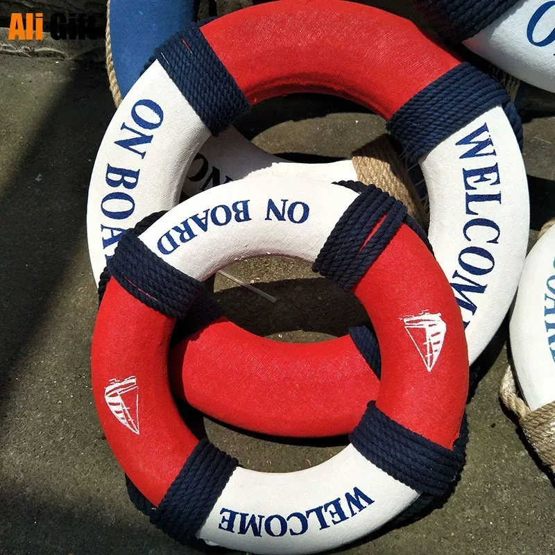 20-40cm Welcome Aboard Nautical Life Lifebuoy Ring Boat Wall Hanging Mediterranean Style Bar Window Background Wall Home Decor 3