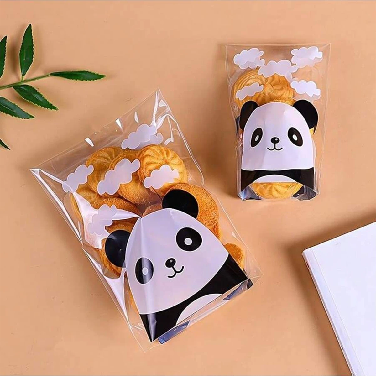100pcs Cute Panda Snack Bag Self-adhesive
