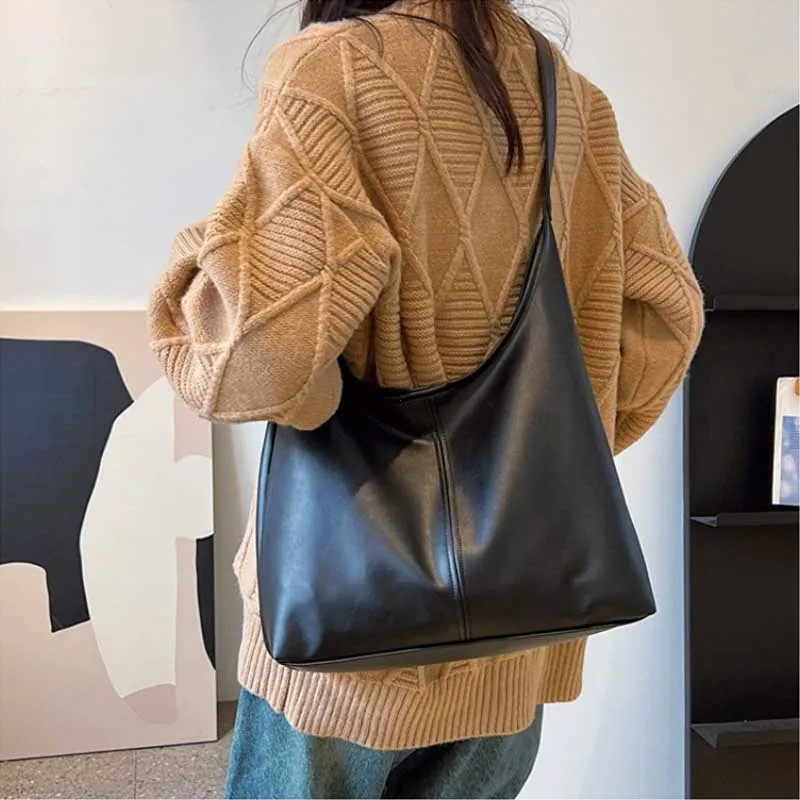 2026 Women's Leather Tote Bag Large Vintage Shoulder Purse Lightweight Work Bag Minimalist Durable Design Purses and Handbags