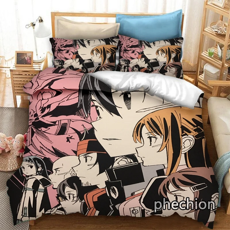 

phechion Sword Art Online 3D Print Bedding Set Duvet Covers Pillowcases One Piece Comforter Bedding Sets Bedclothes Bed K228