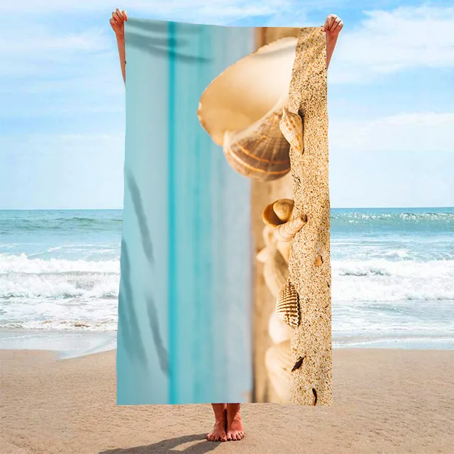 

Hawaii Style Beach Towel Quick Drying Absorbent Swimming Towel Summer Shell Starfish Fun Printed Pool Bath Face Towel