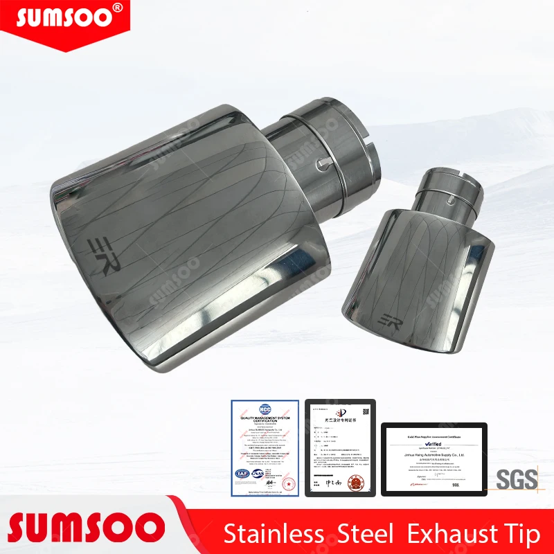Silenciador de tubo de escape Universal, pieza de acero inoxidable 304 de alta calidad, con salida enrollada inclinada, original ER 1 piezas, 57, 60mm