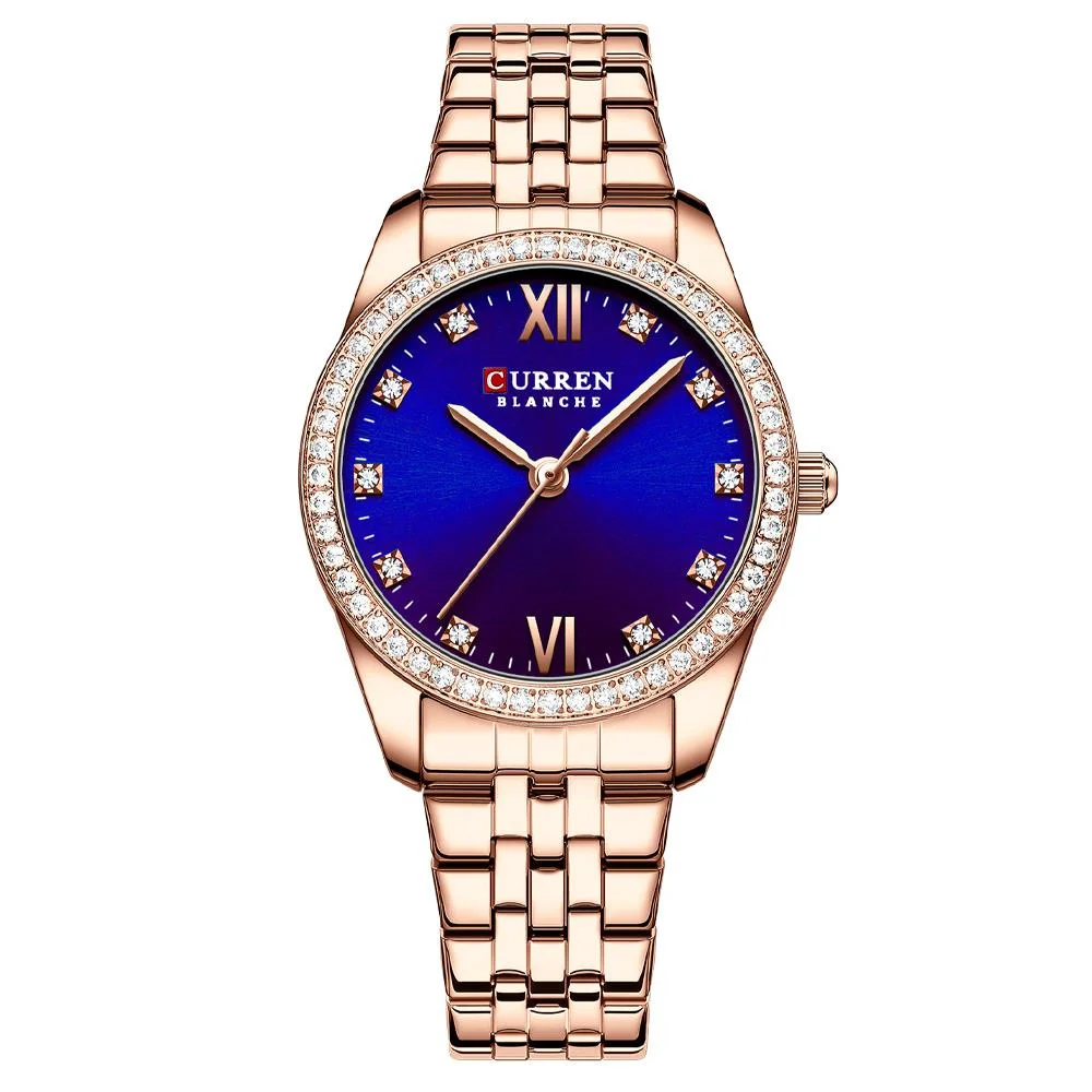 Light Luxury Quartz Watch Women\'s Simple And Ultra Thin Stainless Steel Luxury Shiny Rhinestone Dial Women\'s Watch 9086