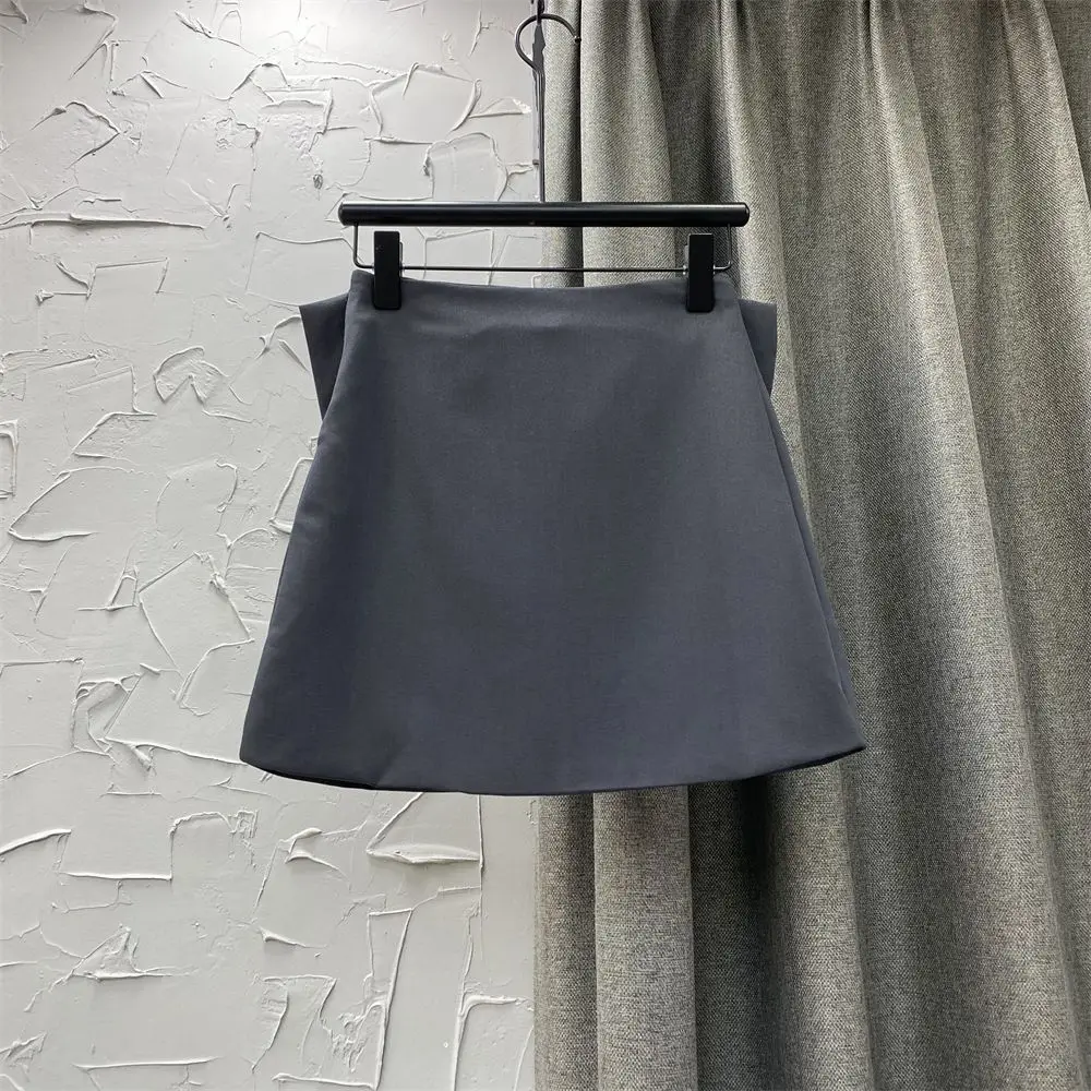 2023 Spring/Summer New Big Bow Decoration Sweet Style High Waist Irregular Short Skirt Half Skirt  korean
