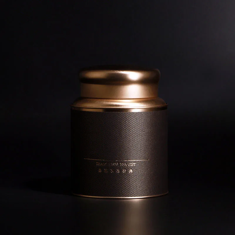 

Cylindrical Tinplate Tea Can Sealed Double Cover Tea Packaging Caddy Scented Tea Nut Dried Fruit Dust-proof Storage Iron Box