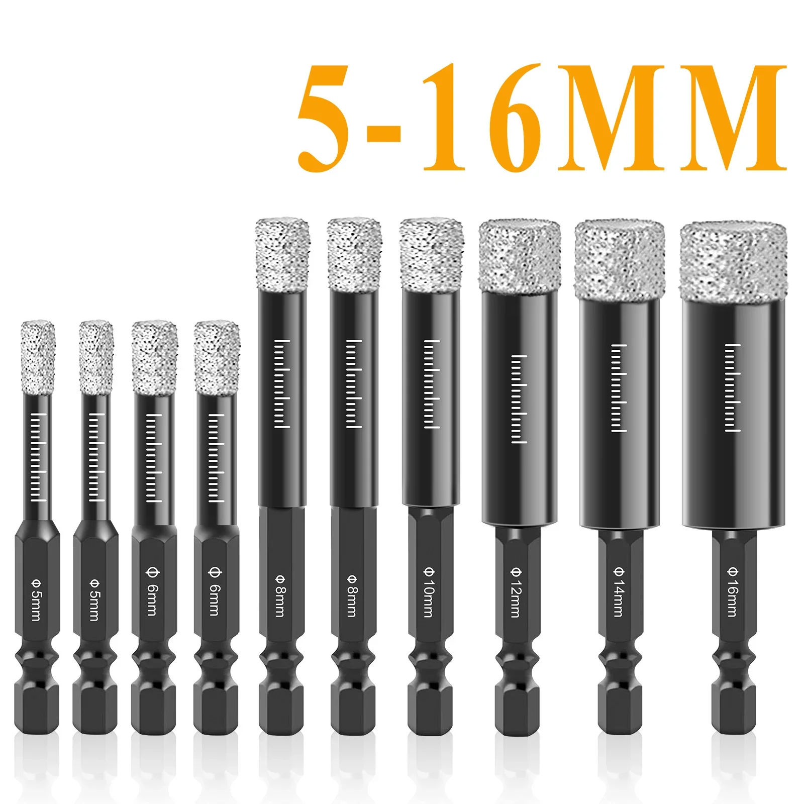 Dry Diamond Drill Bits Set for Granite Ceramic Marble Tile Stone Glass Hard Material Hex Shank Masonry Hole Saw Drill Bit 5-16mm shdiatool free shipping drilling core bit hole saw opener cup crown m14 thread tile cutter masonry granite marble stone ceramic