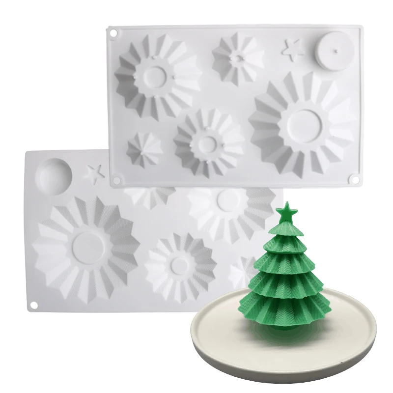 2 Stampi In Silicone 3D Natale - Albero, Alce, Fiocco Di Neve Per Torta, Cioccolato, Gelatina E Sapone Fai Da Te - 4