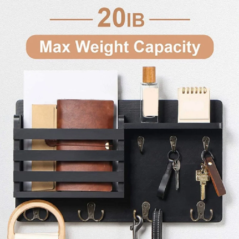 Key And Mail Holder For Wall Mail Organizer Wall Mount With Hooks Easy Installation Key Rack For Entryway And Homedecorb Durable