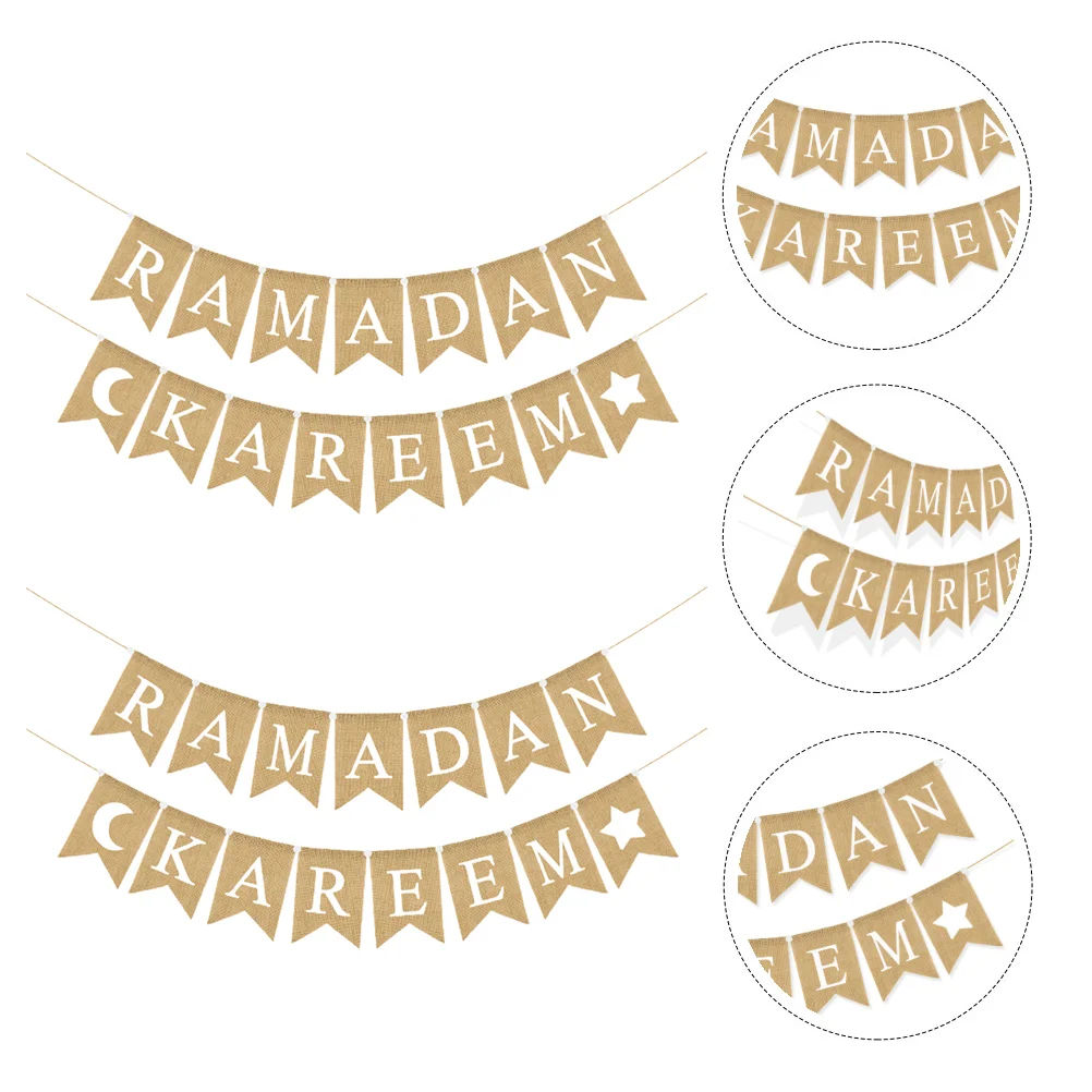 

Ramadan Pull Flag Banner Festival Decorative The Hanging Kareem Linen Muslim Mubarak Celebration Party Supply