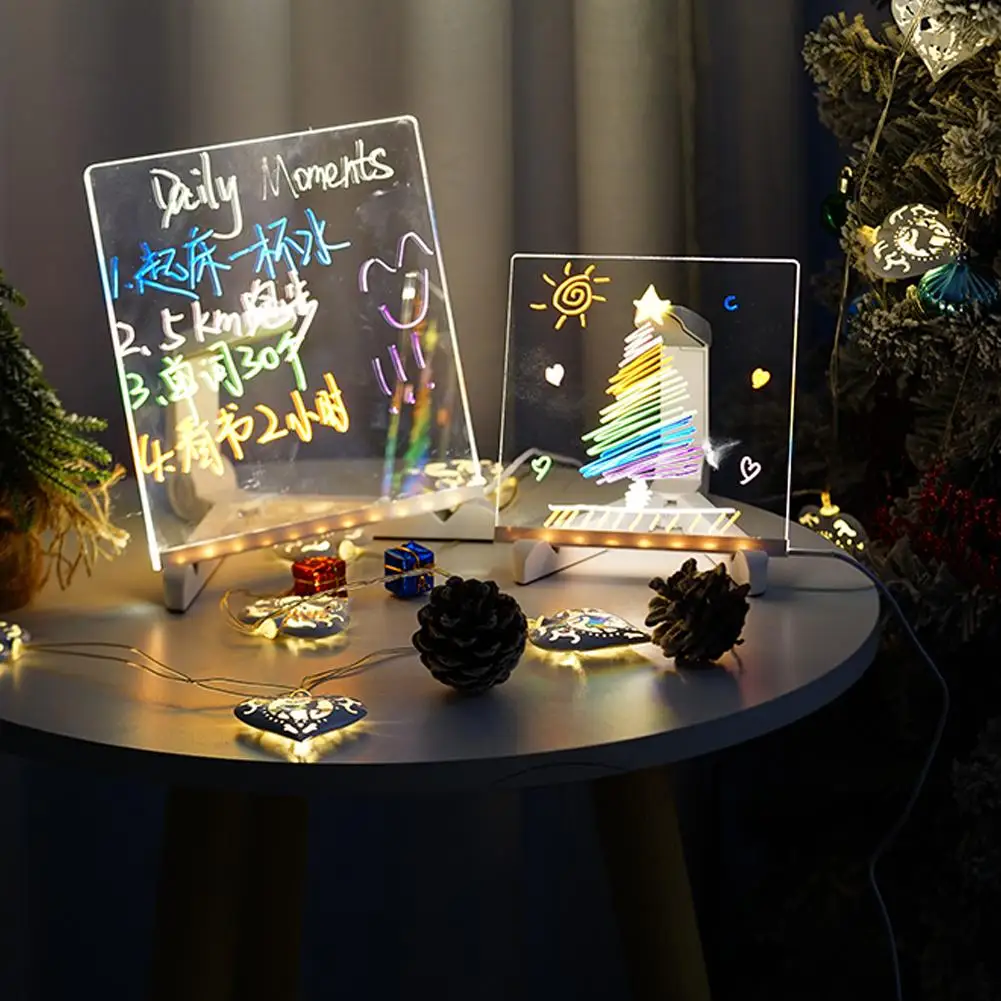 USB LED Night Light Acrylic Message Note Board Lamp with Bracket Erasable Children Drawing Board for Bedroom led light,night light,mini night light,mini led light