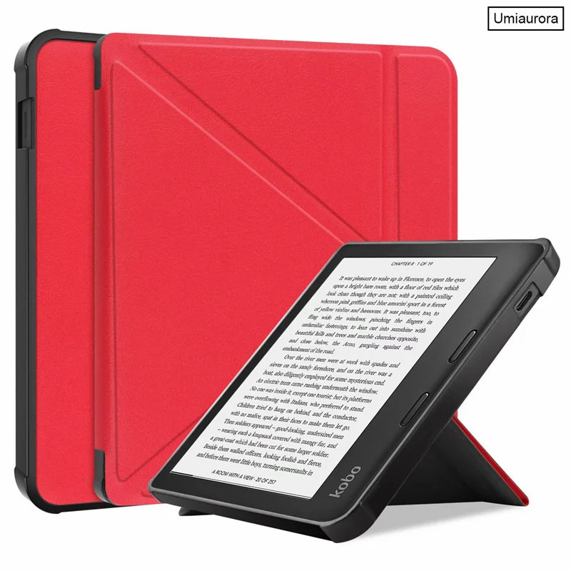 Origami Leather Case for KOBO Libra 2 N418 7 Inch eReader Funda Capa  Magnetic Auto Wake Sleep Cover Ebook Print Cats Sleepcover