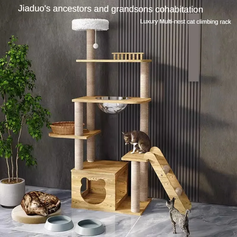 

Cat Accessories Tree Cat Tower Scratcher Pillar Cattery Integrated Capsule Not Occupy An Area Solid Wood Grab Board Cat Toy