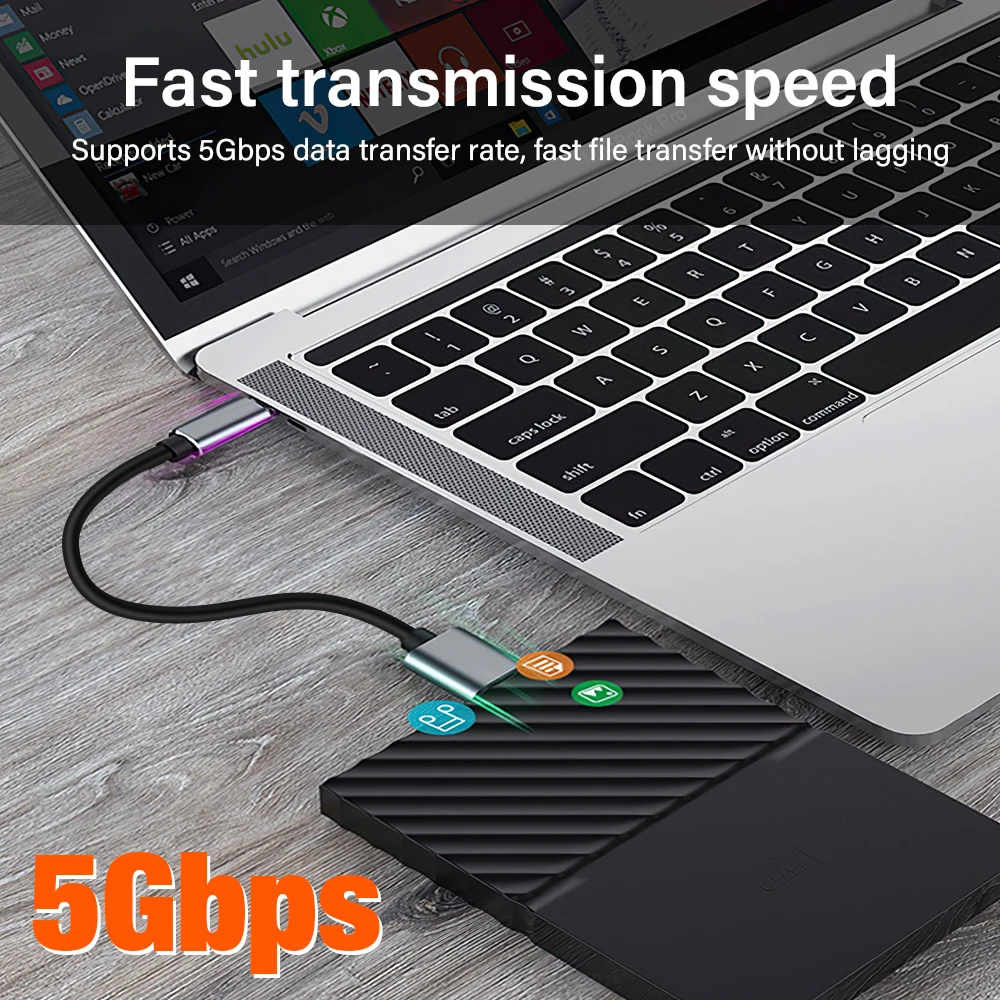 고품질 유형 C-마이크로 B USB3.0 케이블 하드 디스크 드라이브 MacBook 노트북 전화 외부 디스크 용 5Gbps 고속 데이터 케이블