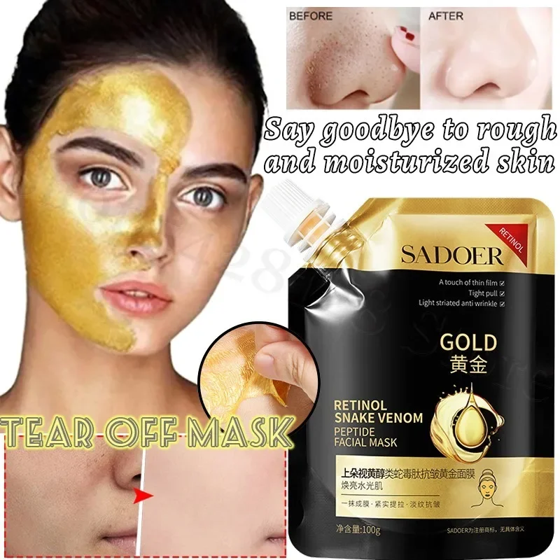 

Retinol Snake Venom Peptide Anti-Wrinkle Gold Mask Cleans Shrinks Pores Moisturizes Improves Dull Skin Brightens Tear Off Mask