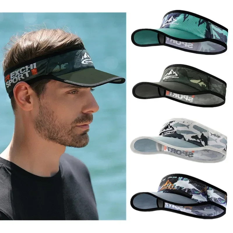 No Slip Sun Hat Cooling Stretchy Visor Men Women Mesh Baseball Cap Top Empty Tennis Golf Cap Fishing Sun Protection Running Caps