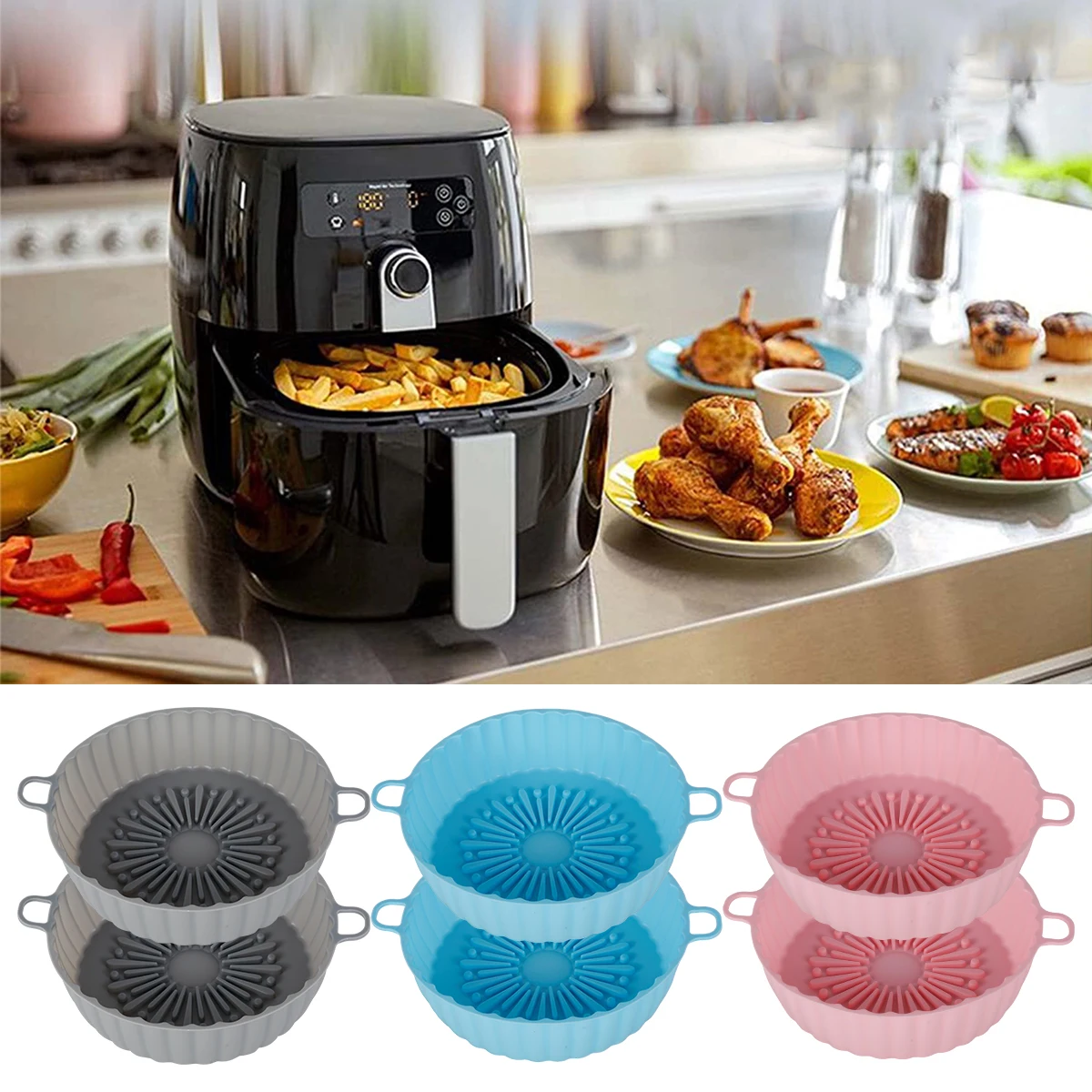 Heat Resistant Air Fryer Silicone Basket Liners - China Silicone Air Fryer  Liner and Air Fryer Silicone Pot price