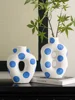 Matte Ceramic Vase Blue Hand Painted Floral Decoration Flower Arrangement Living Room Dining Countertop Vase Ceramic Handicrafts 3