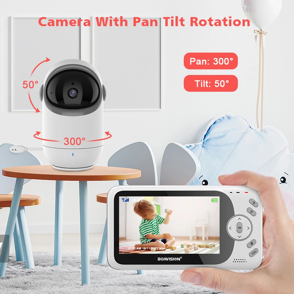  HelloBaby Baby Monitor with 3.2'' IPS Screen - Baby Camera  Monitor with Remote Pan-Tilt-Zoom Camera No WiFi, Infrared Night Vision,  1000ft Wireless Connection : Baby