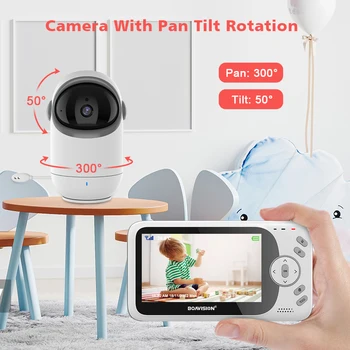 4 3 inch video baby monitor with pan tilt camera 2 4g wireless two way