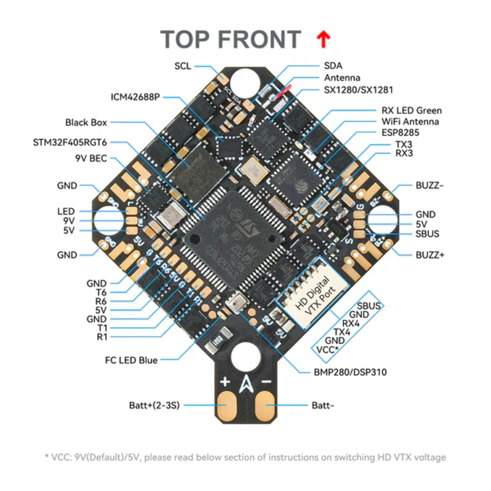 BETAFPV F4 2-3S 20A AIO FC V1 pour Pavo 20 Pro Pico Whoop Drone