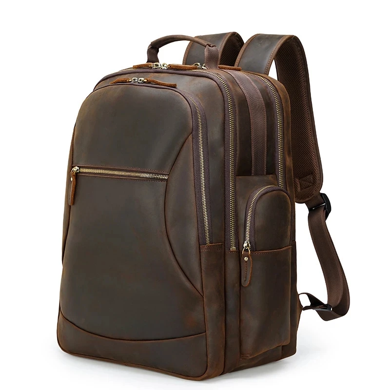 17 Inch Laptop Leather Backpack Genuine Leather Laptop Backpack