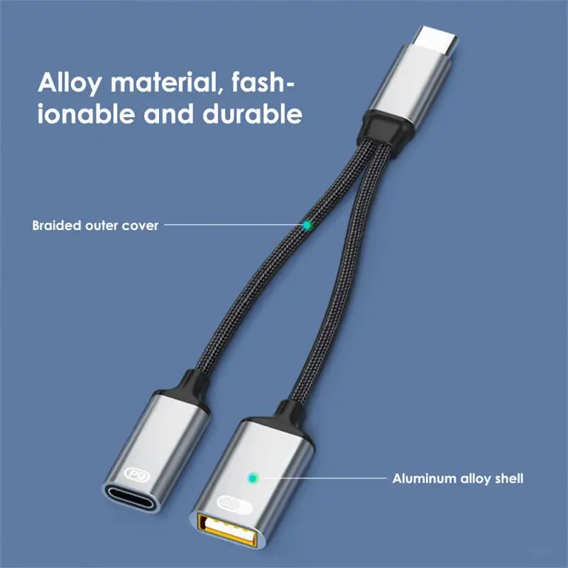 노트북 휴대폰용 USB C OTG 케이블 어댑터, C타입 수-USB-C 암, 30W PD 고속 충전, USB 스플리터 어댑터 포함, 투인원