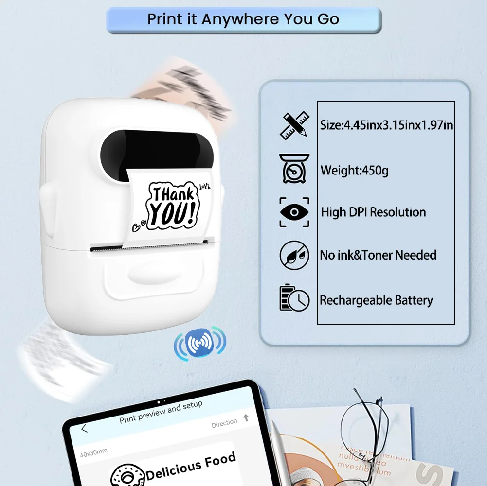 Marklife 휴대용 열전사 프린터 B1 B21 P50 무선 자체 접착 스티커 프린터 선물/DIY 크리에이티브/마킹 머신용