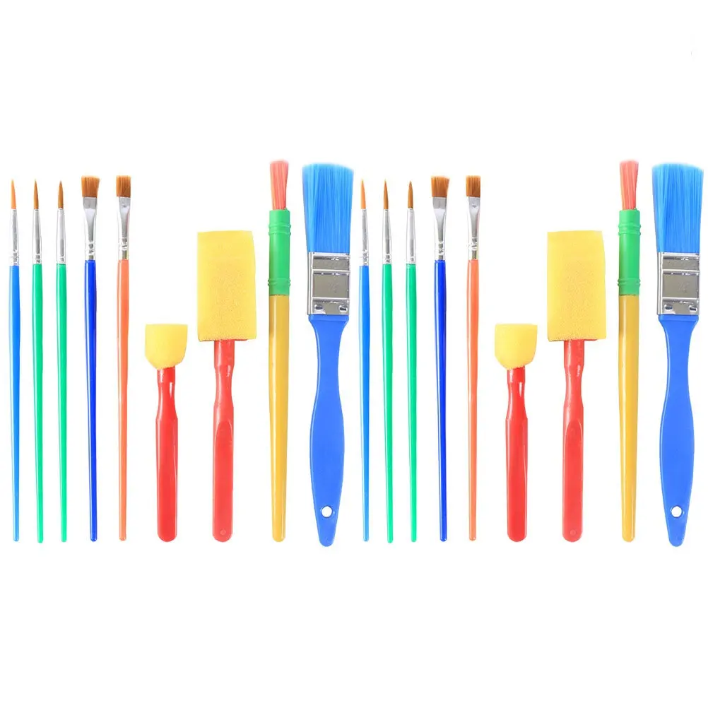 18Pcs 어린이를위한 페인팅 스폰지 브러쉬 세트 낙서 스탬프 아트 공예 키트 유치원 홈 DIY 가족 활동 상상력