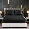 CARA CARLE Silk Satin Fitted Bed Sheet with Elastic Band Luxury Adjustable Mattress Cover for Single Couple Double Bed 3