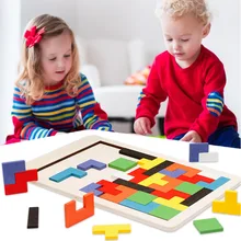 

Creative Educational Toy Tangram Jigsaw Board Tetris Cubes Puzzles Colorful For Children Kids Building Games Gift Wooden Toys