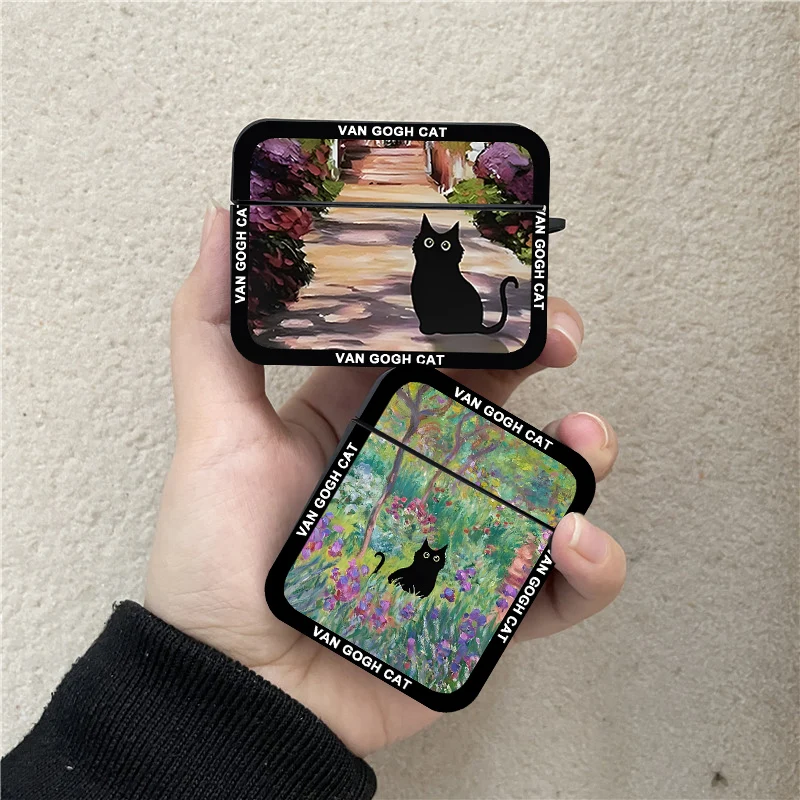 Ins Retro Oil Painting Van-Gogh Cat Custodia Per Auricolari Per Apple Airpods Pro 2 Custodia Rigida Per Cuffie In Silicone Carino Per Air Pods 3 2 1