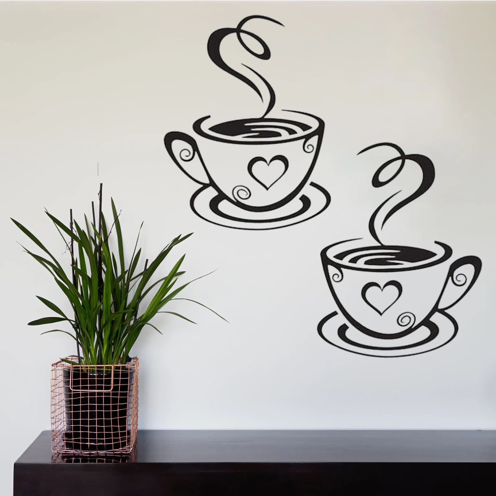 2PCS Removable Diy Mug Decal Wallpaper Coffee Cup Wall Stickers Coffee Cup  Wall Decorations Coffee Shop Kitchen Decals For Wall| | - AliExpress