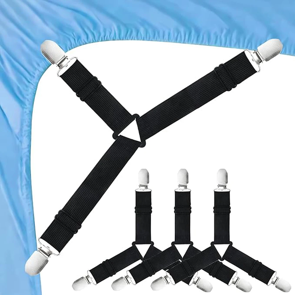 

4PCS Bed Sheet Fasteners Adjustable Triangle Elastic Suspenders Gripper Holder Straps Clip Sofa Cushion Organize Fixing clip