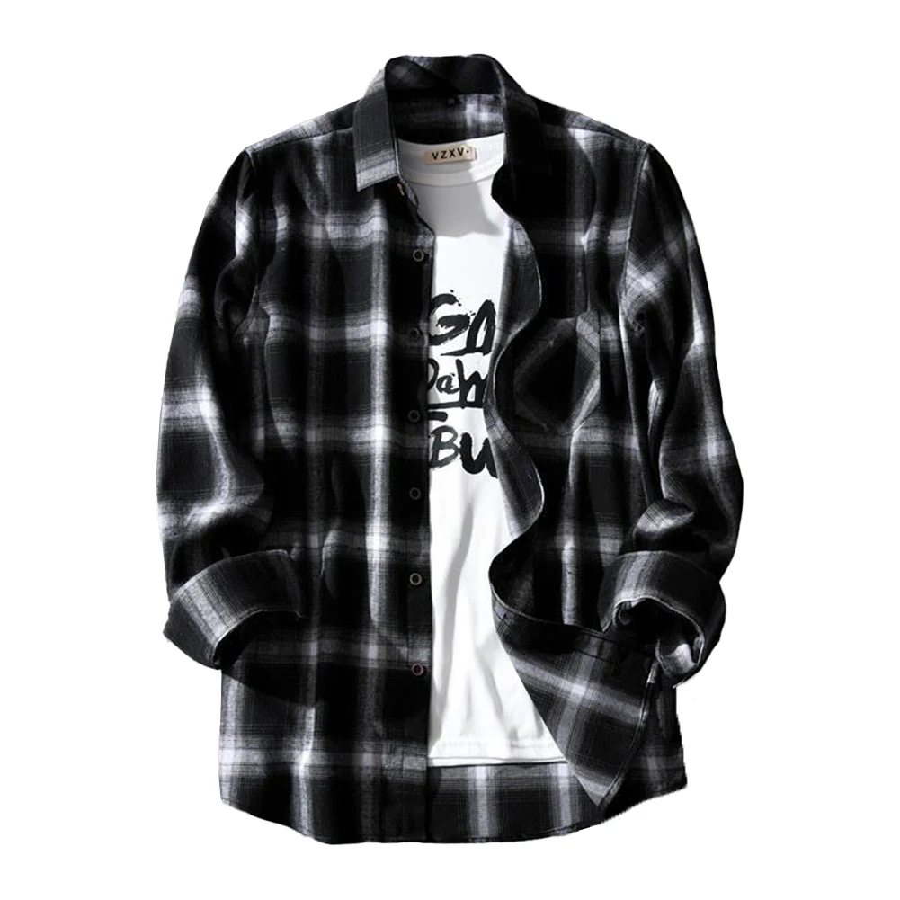 

Male Men Daily Holiday Autumn Blouse Breathable Button Cardigan Casual Plaid Print Slight Stretch Comfy Fashion