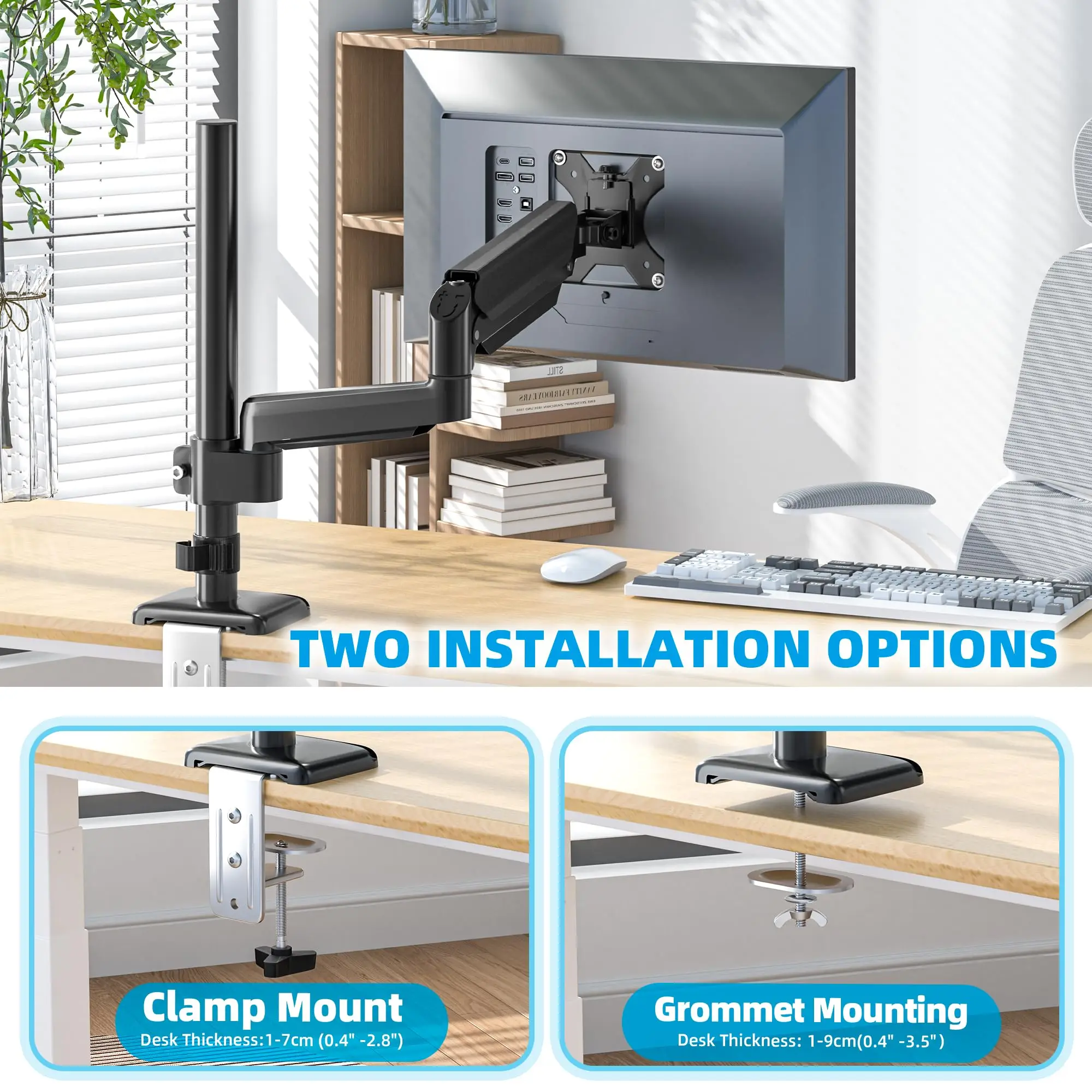 Supporto A Parete Per Monitor MOUNT PRO, Braccio Articolato Con Molla A Gas, Per Schermi 13-32 Pollici, VESA 75/100, Portata 8 Kg, Full Motion - 2