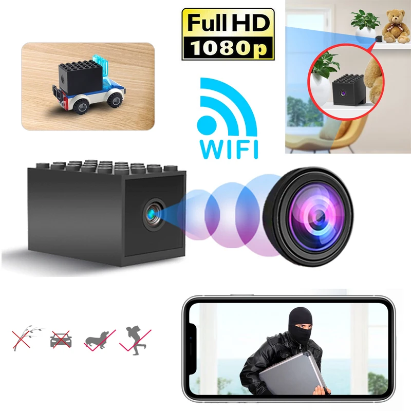 1080P Mini WIFI Espia Smart Home Remote Control Lego Night Vision Motion Detection Micro Body Cam - AliExpress