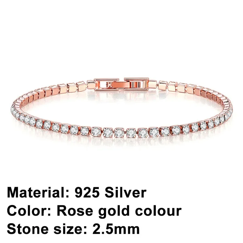 Exquisite Rose Gold Tennis Bracelet with Sparkling Crystal Accents