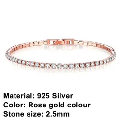 Exquisite Rose Gold Tennis Bracelet with Sparkling Crystal Accents - 17cm (2.5mm Rose Gold)