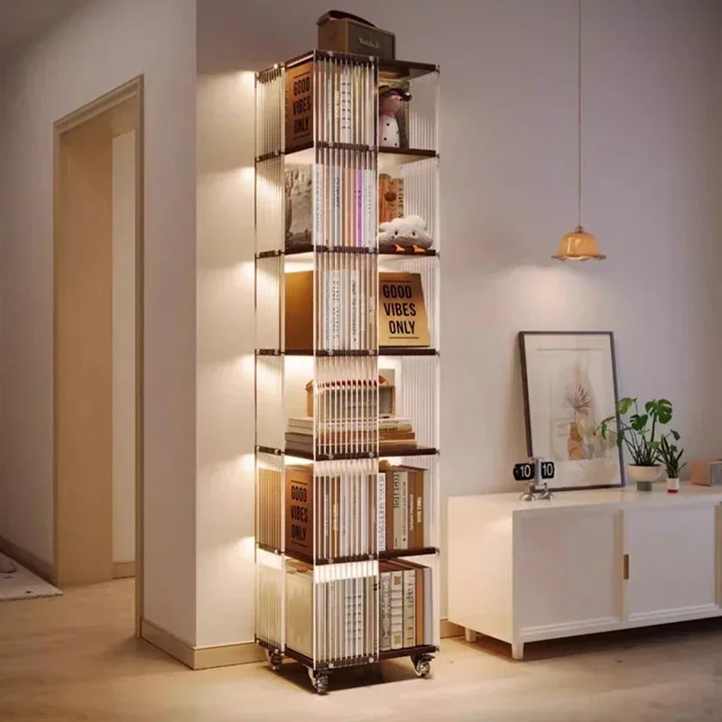 

Living Room Haller Rotating Bookshelf Bedroom Acrylic Corner Make Up 5 Level Bookshelf Small Space Invisible Furniture