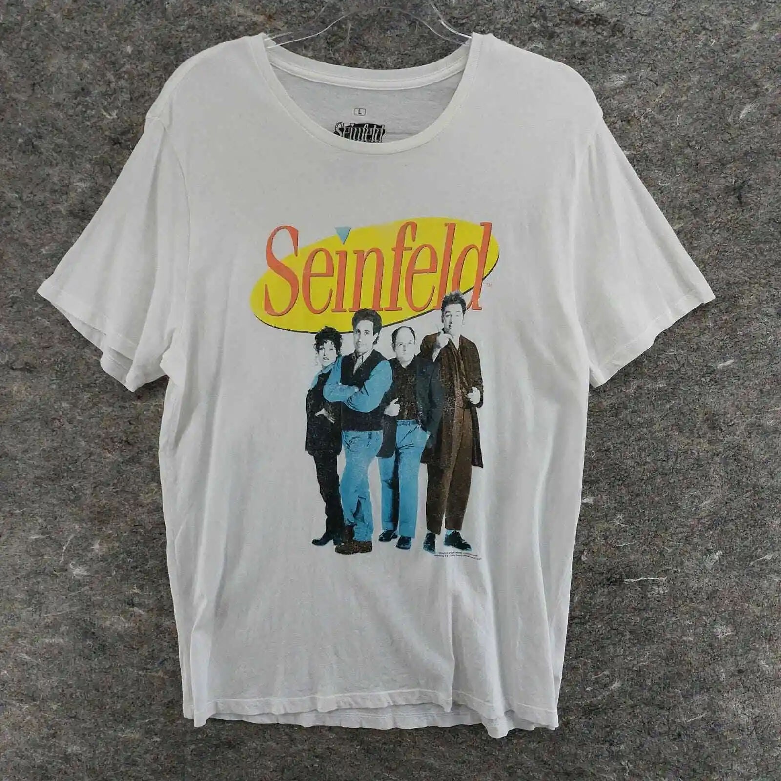 Seinfeld T-Shirt Da Uomo White Large Graphic Tee Sitcom Kramer Elaine George Tv