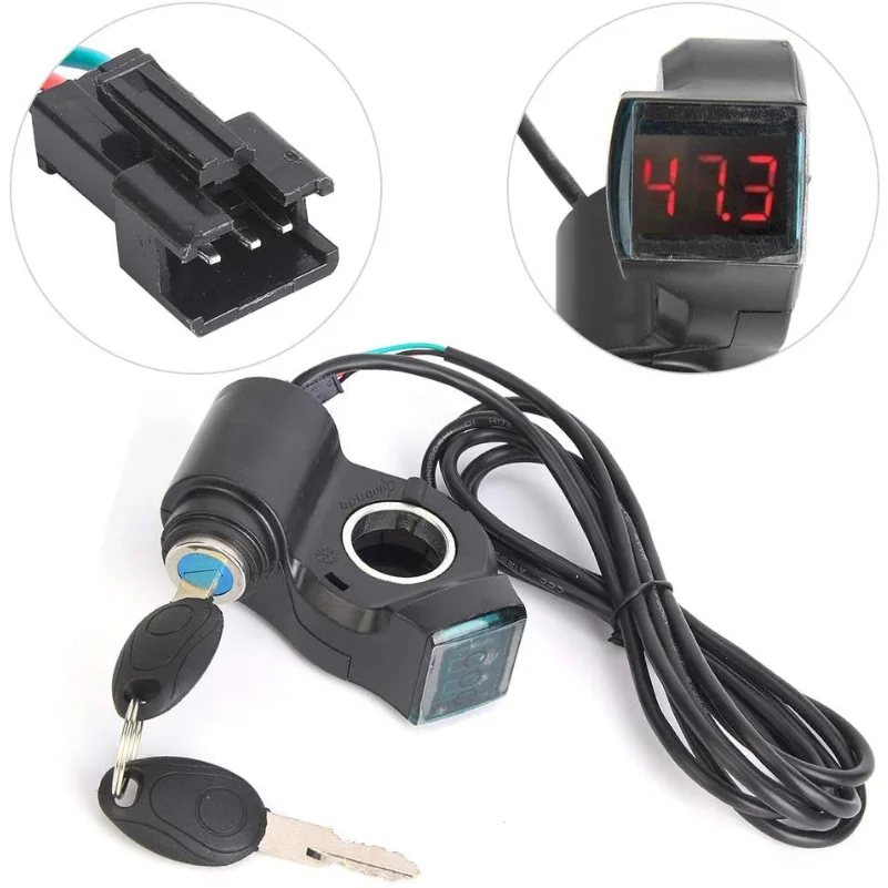 

E-Bike Thumb Throttle Digital Battery Voltage Display Switch Power Key Lock