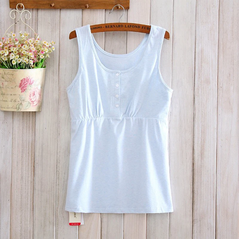 Maternity Breastfeeding Tank Top Cotton Nursing Vest Wirefree Pregnancy Women Lactation Sling Camisole T-shirt Feeding