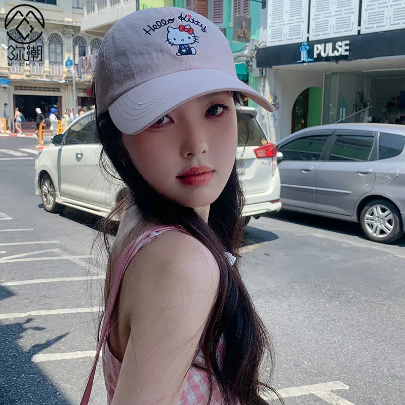 

Hello Kitty Ins Kawaii Sanrio Anime Sunblock Hat Cute Kuromi Cinnamoroll Outdoor Sports Uv Protection Cap Gifts for Girls