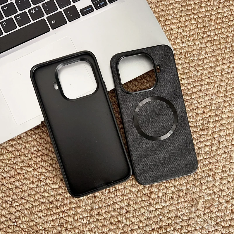 Premium Magnetic Woven Cloth Pattern Anti-Slip Protective Phone Case