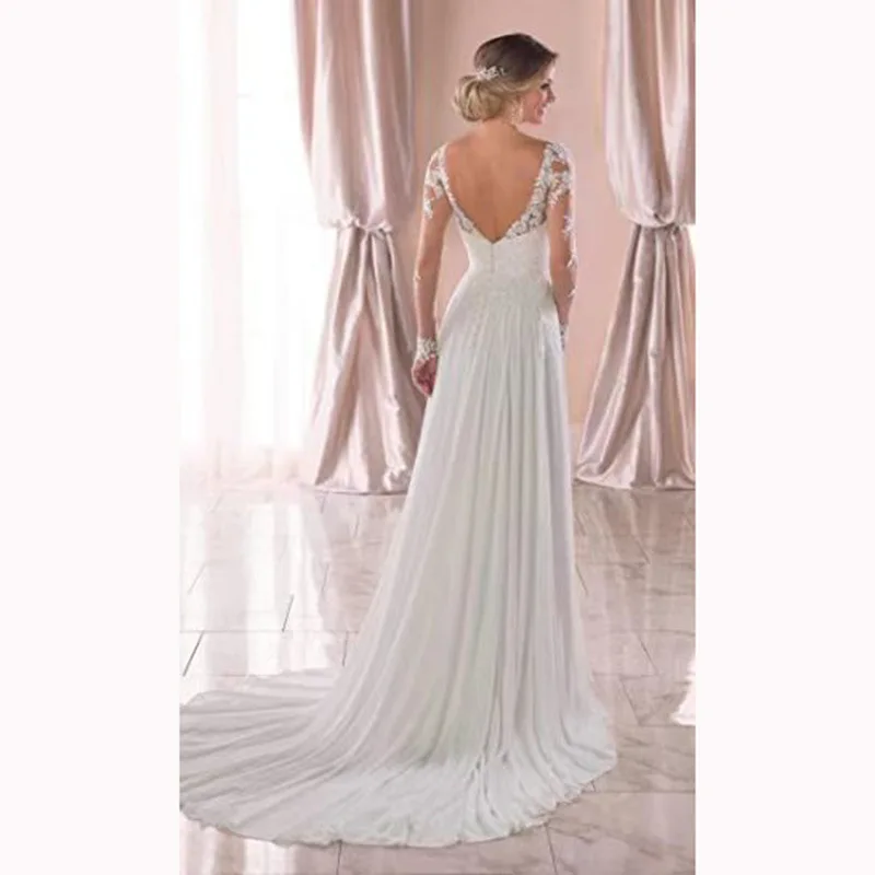 2024 New Deep V -neck Showy Sexy Plus Size Wedding Dresses for Bride Party Vestidos De Novia A-line V Neck Long Wedding Dresses