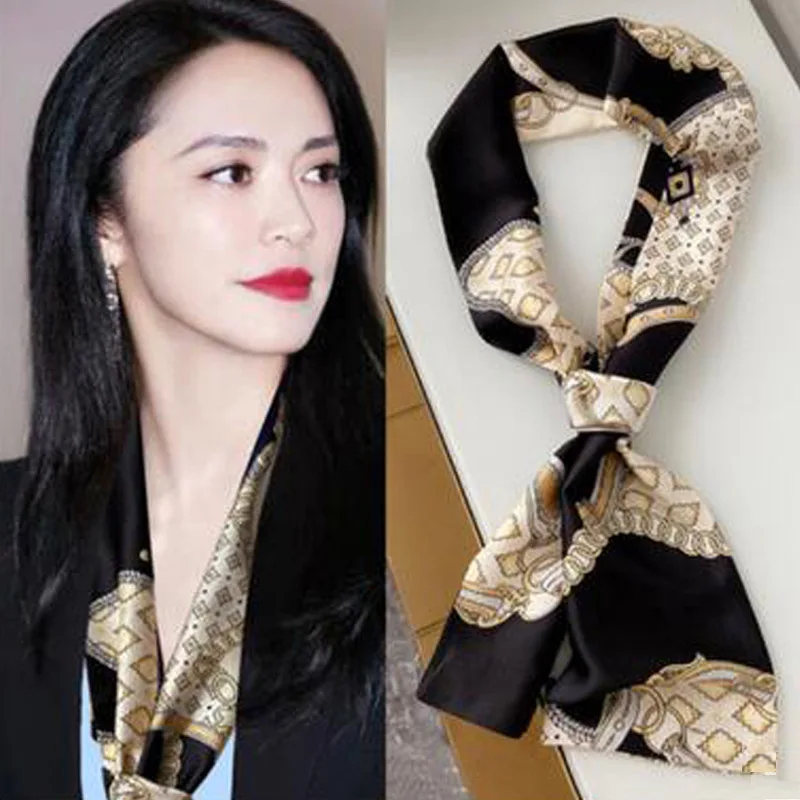 New Silk Scarf Hair Band Female Summer Ribbon Small Strip Fashion Scarf  Cashmere Scarf Headwear Lady Scarf - China Scarf and Fashion Scarf price